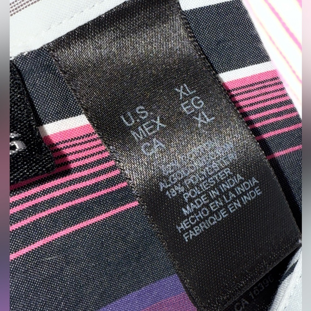 DKNY JEANS Men's XL Bold Stripe Button Down Shirt - Pink, Black, Purple - Picture 11 of 12